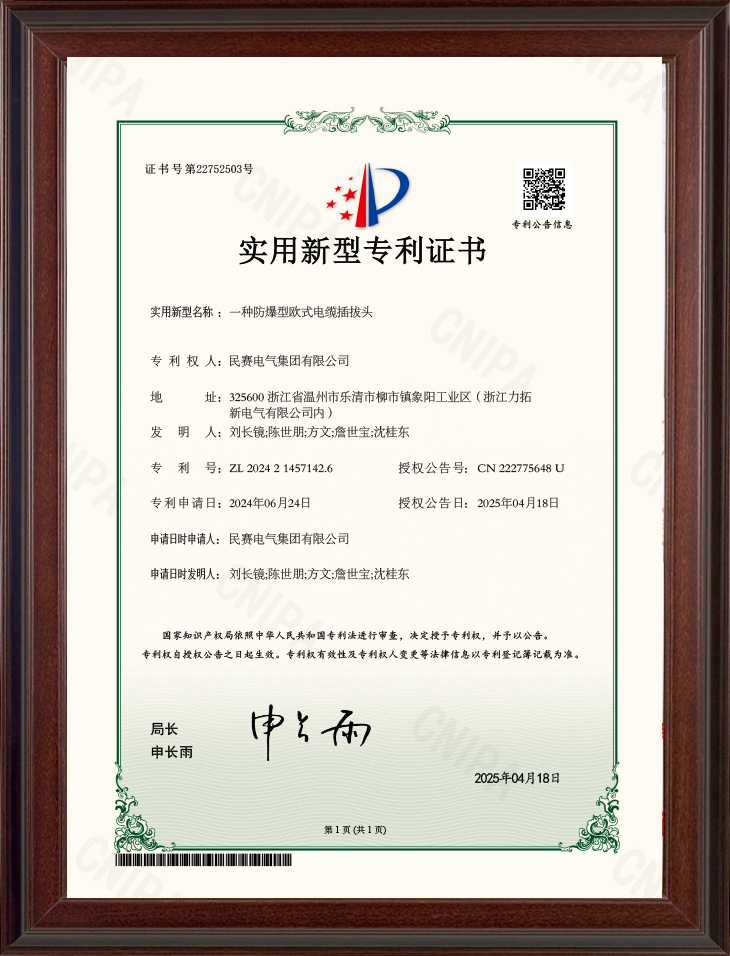 一种防爆型欧式电缆插拔头